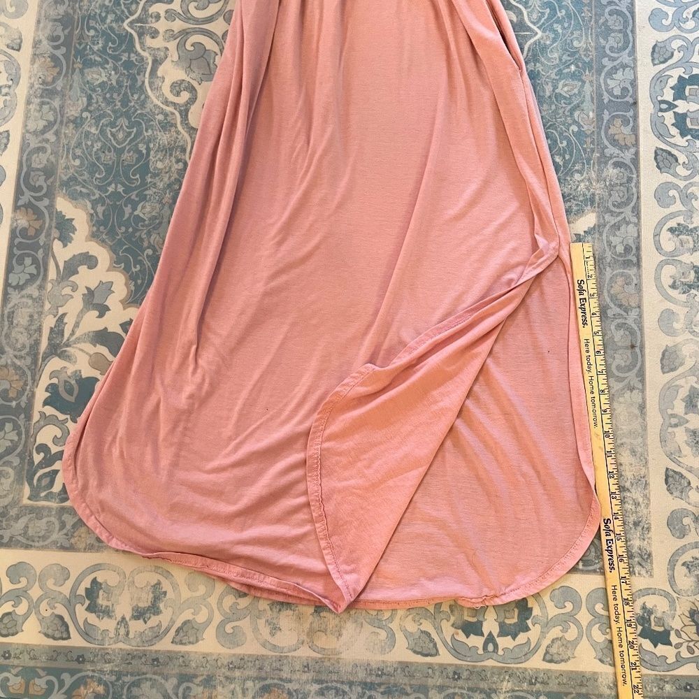 Pink Cotton Sundress Summer Dress Pockets Large Slit Up Both SidesβSOOO COMFY - Picture 3 of 9